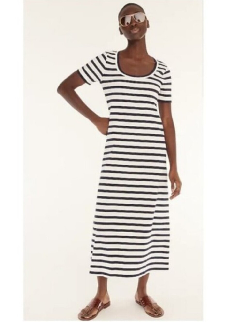 J Crew Black & White Stripe Maxi Dress 2X